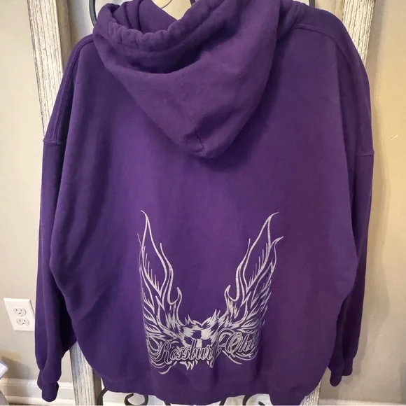 Eldora‎ Speedway Rossburg Ohio Purple Hoodie Gildan Heavy Blend 2XL - Picture 4 of 10